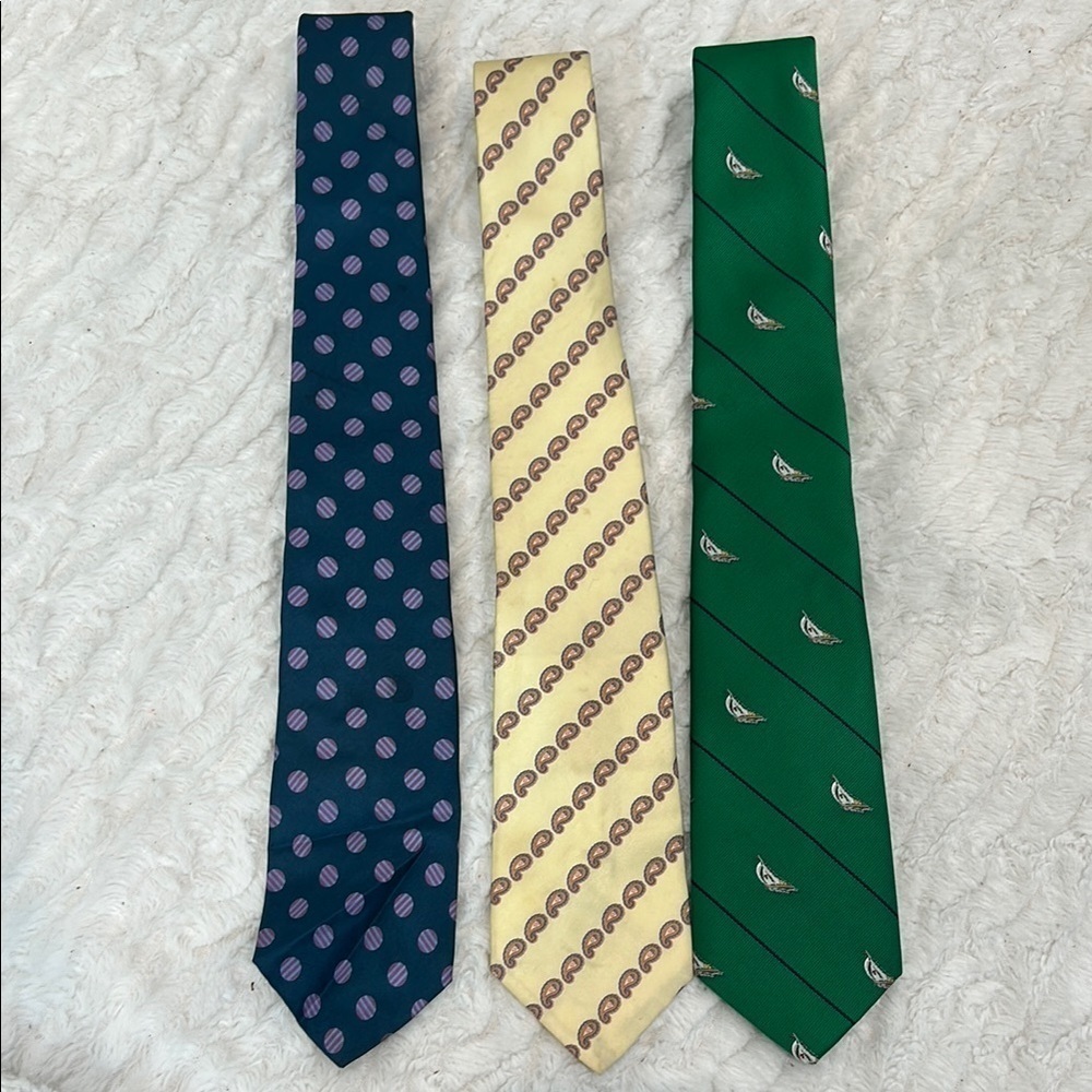 Vintage bill blass for stern’s men’s Ties Set of 3 Accessories blue cream green